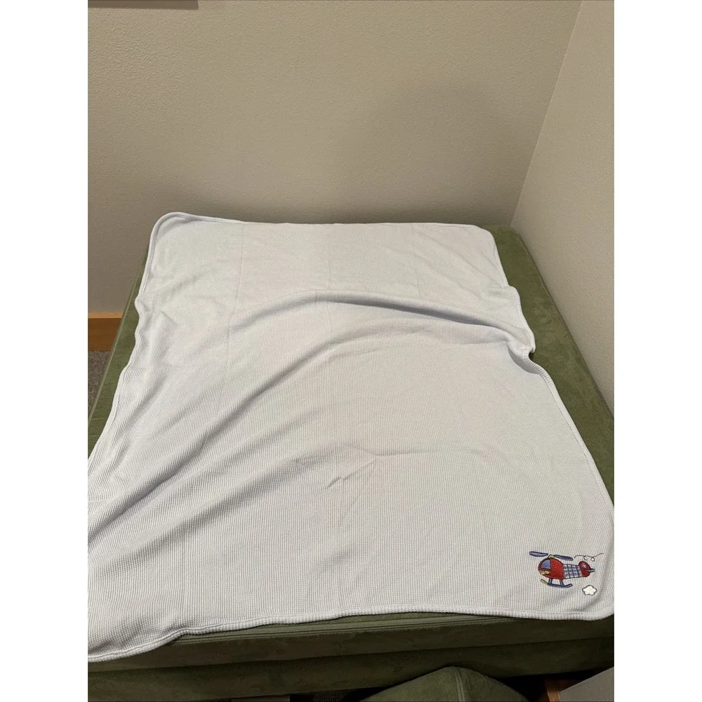 Circo Blue Baby Blanket Helicopter‎ Thermal Embroidered Boy Y2K 2000s Waffle